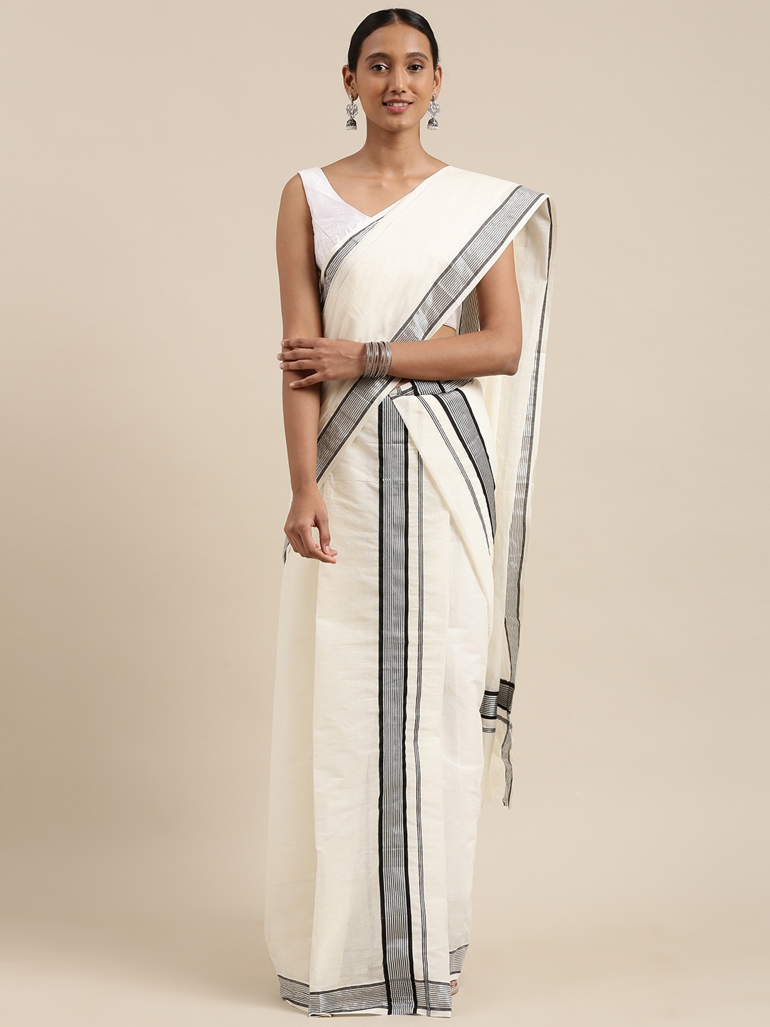 

KALINI Off White Kasavu Saree