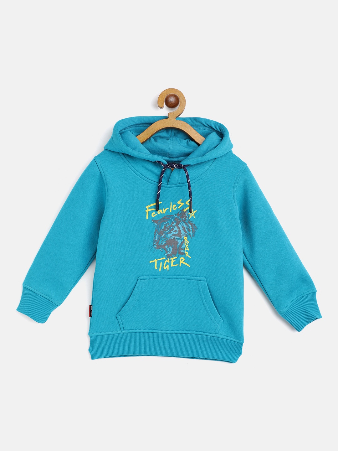 

Gini and Jony Infant Boys Blue & Yellow Typography Print Hooded Sweatshirt