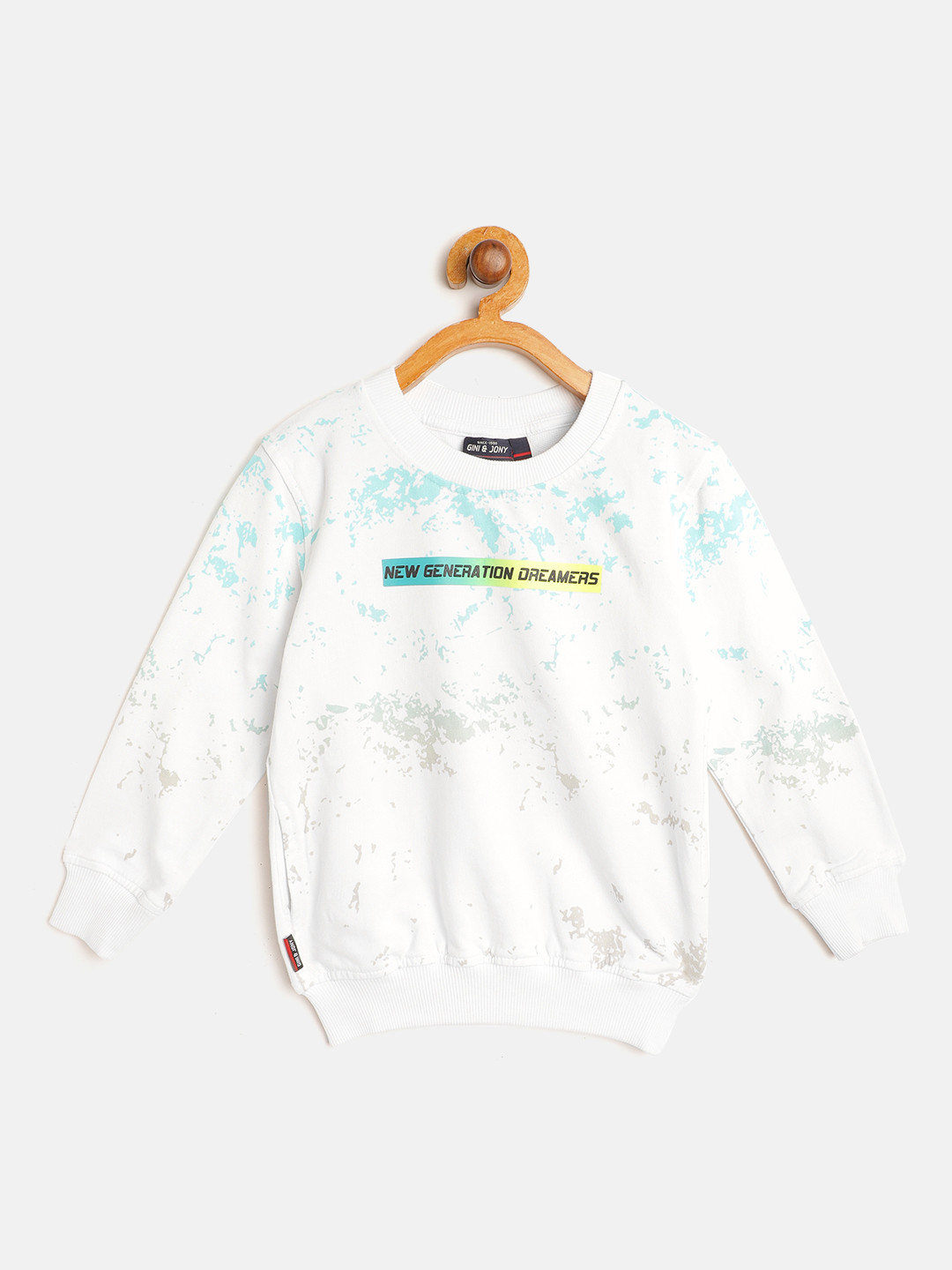 

Gini and Jony Boys White & Blue Pure Cotton Printed Sweatshirt