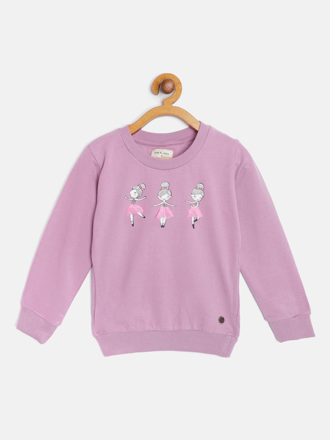 

Gini and Jony Girls Purple Cotton Printed Sweatshirt
