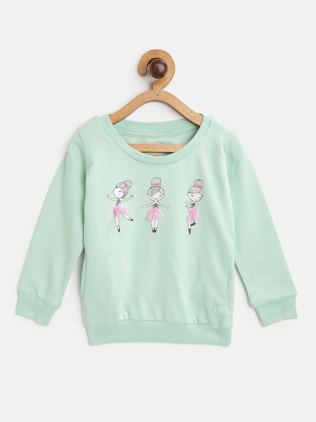 

Gini and Jony Girls Mint Green & Pink Pure Cotton Printed Sweatshirt