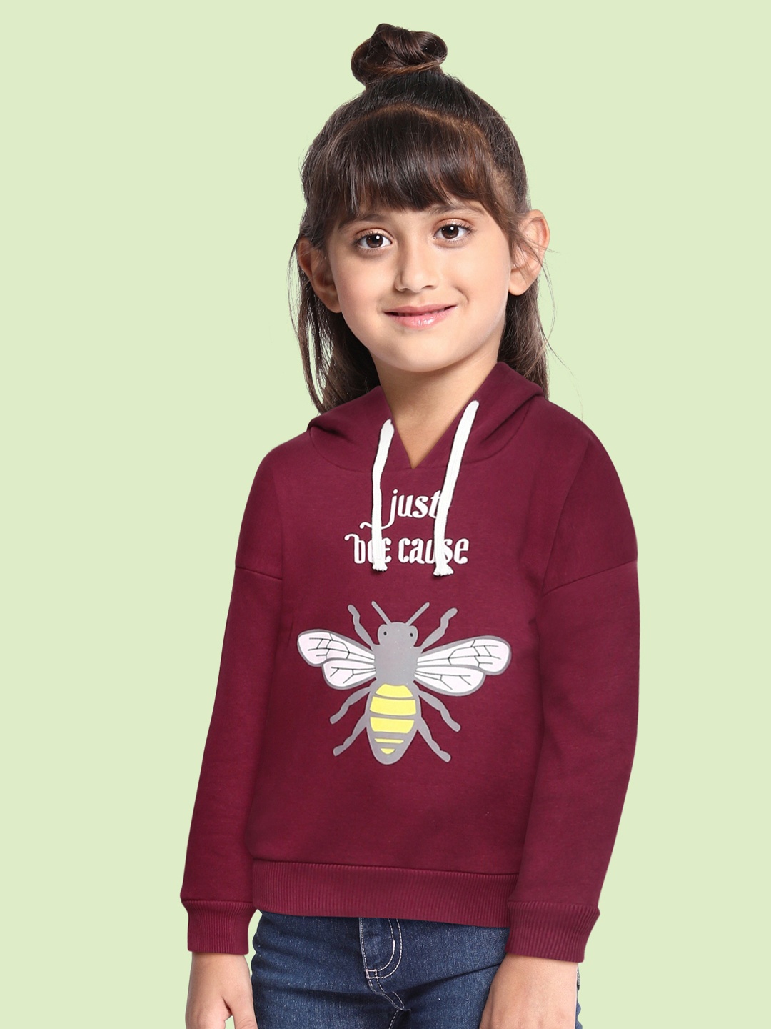 

Gini and Jony Girls Purple Printed Hooded Sweatshirt