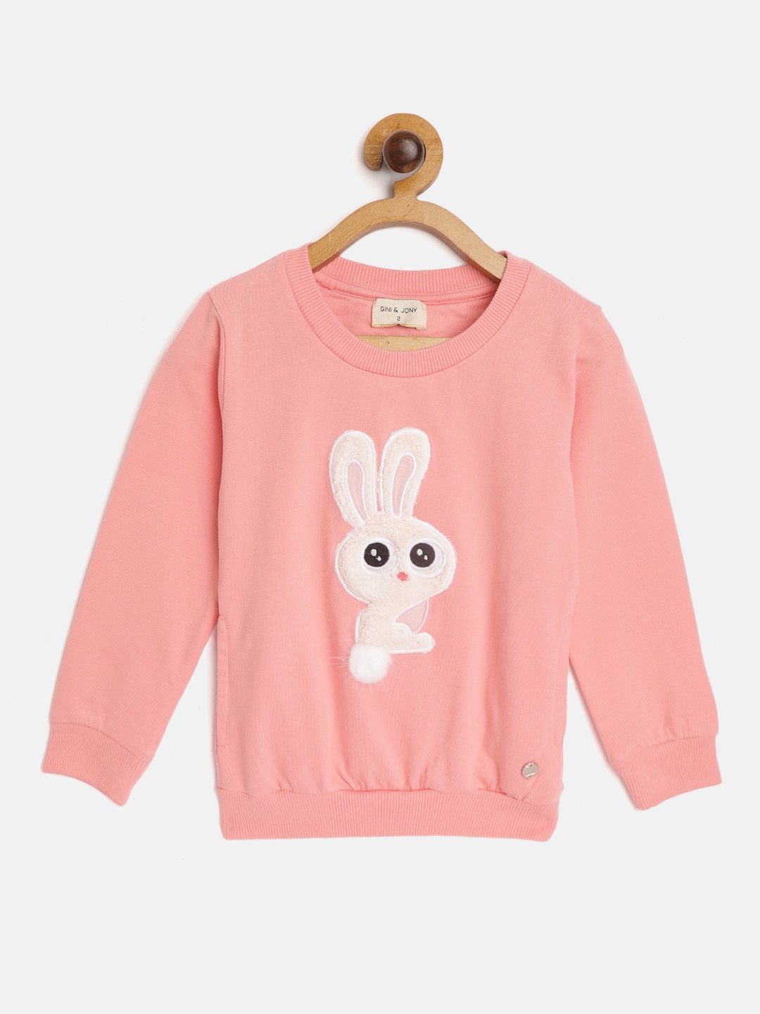 

Gini and Jony Girls Pink Cotton Bunny Rabbit Applique Sweatshirt