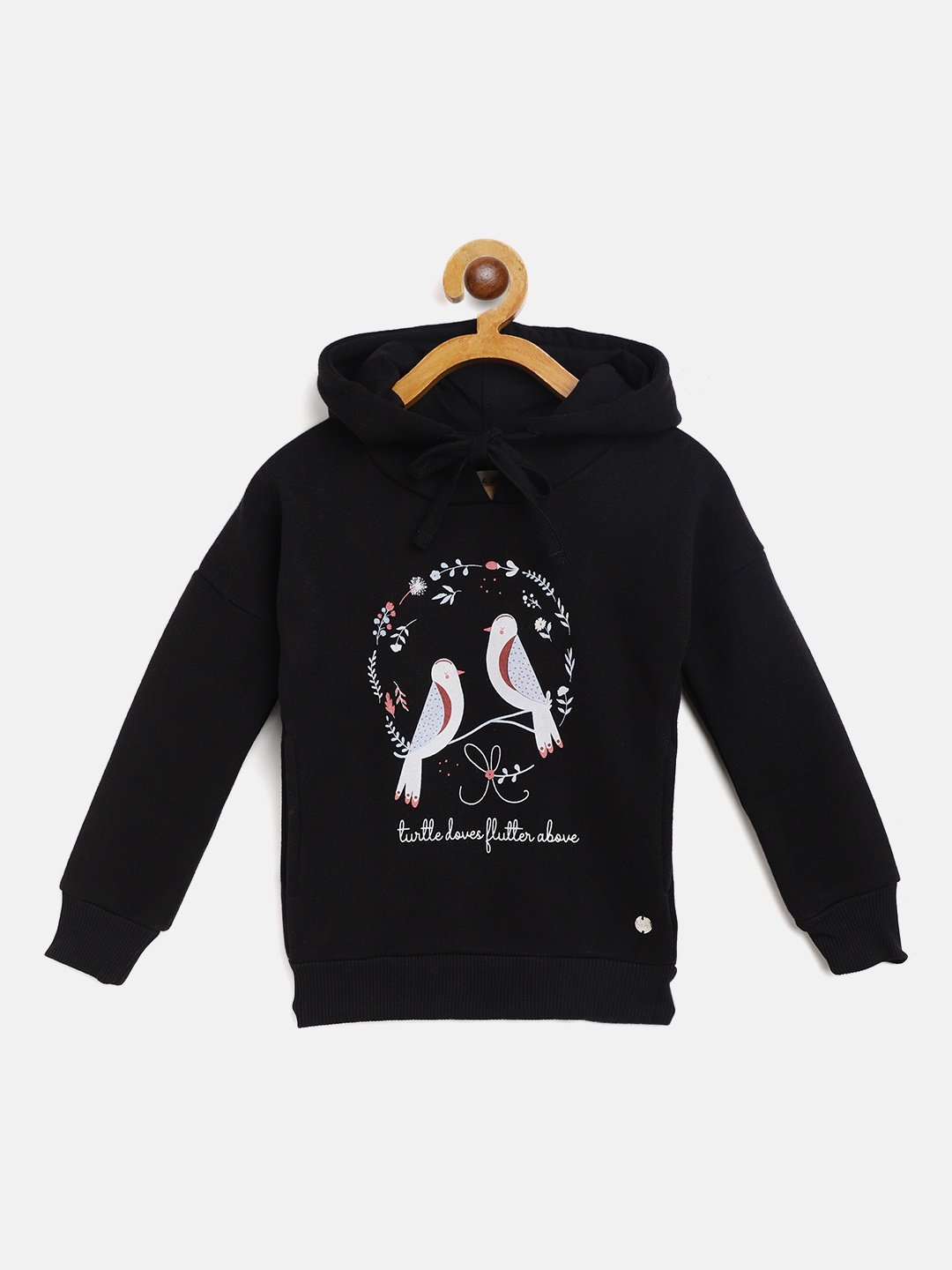 

Gini and Jony Girls Black & White Graphic Print Hooded Sweatshirt