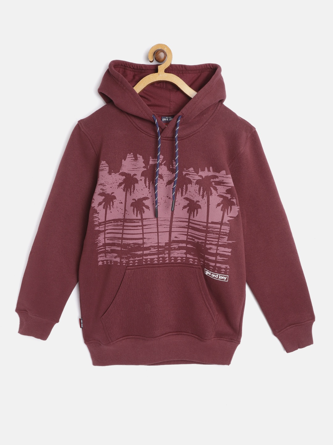 

Gini and Jony Boys Burgundy Tropical Printed Hooded Sweatshirt