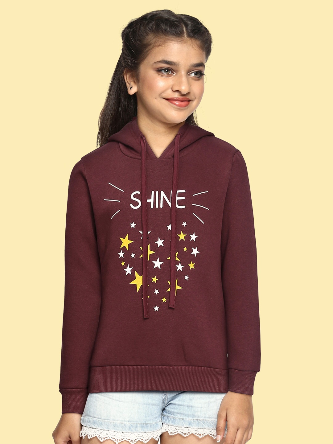 

Gini and Jony Girls Burgundy & Yellow Star Print Hooded Sweatshirt