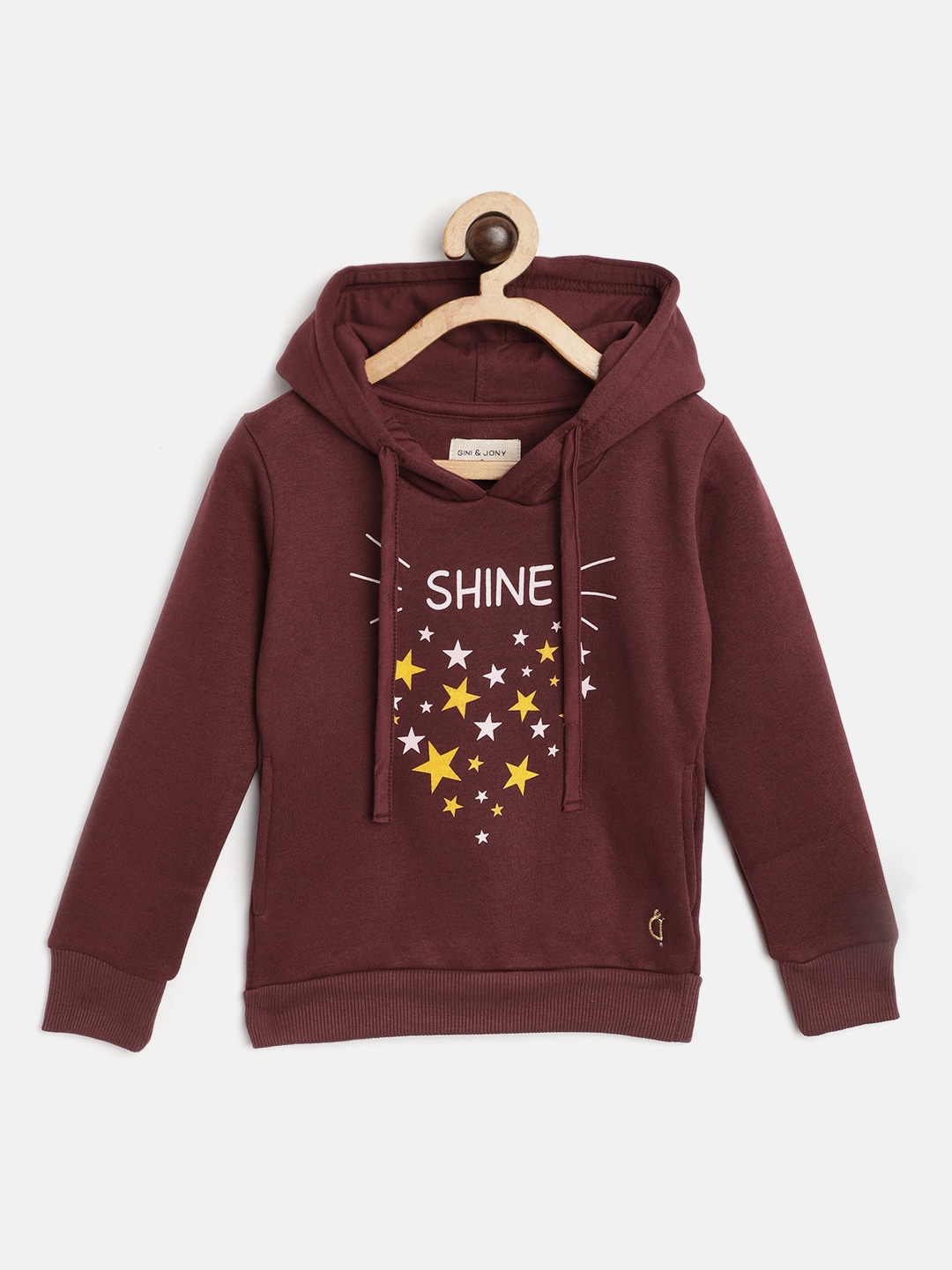 

Gini and Jony Girls Burgundy & Yellow Star Print Hooded Sweatshirt