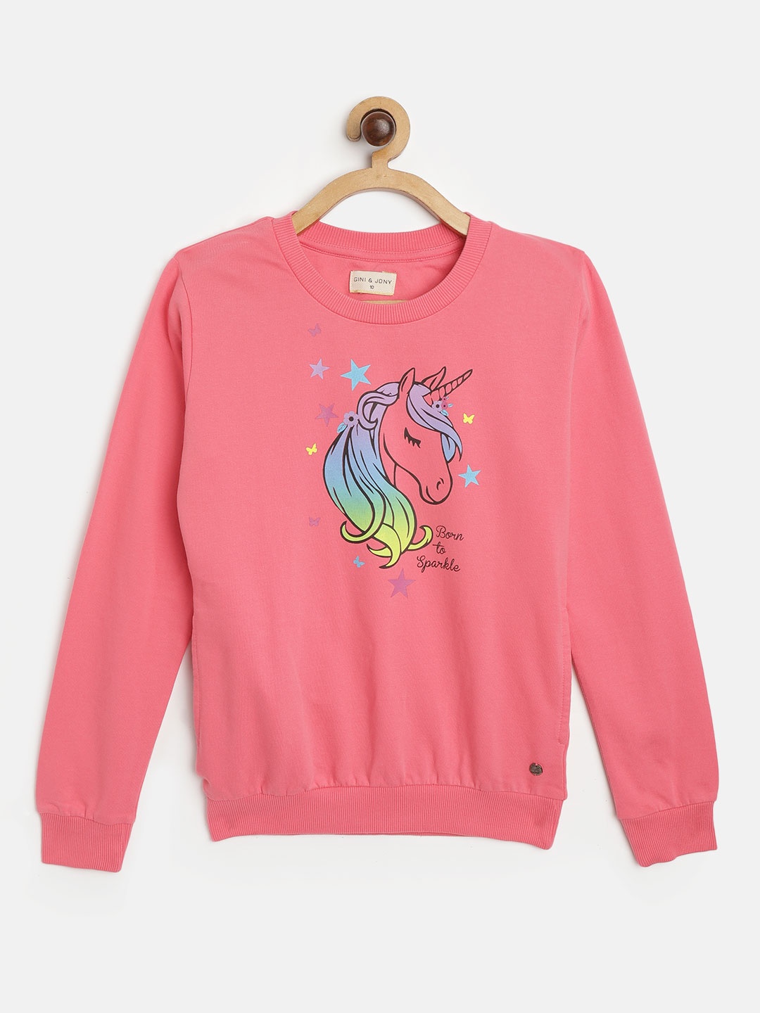 

Gini and Jony Girls Pink Cotton Printed Sweatshirt