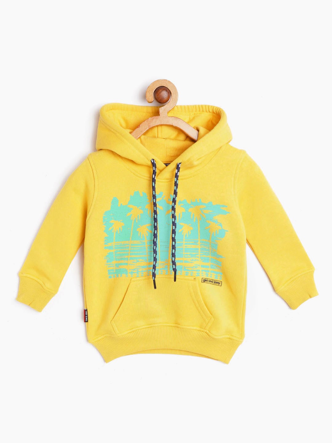 

Gini and Jony Infant Boys Yellow & Sea Green Tropical Print Hooded Sweatshirt
