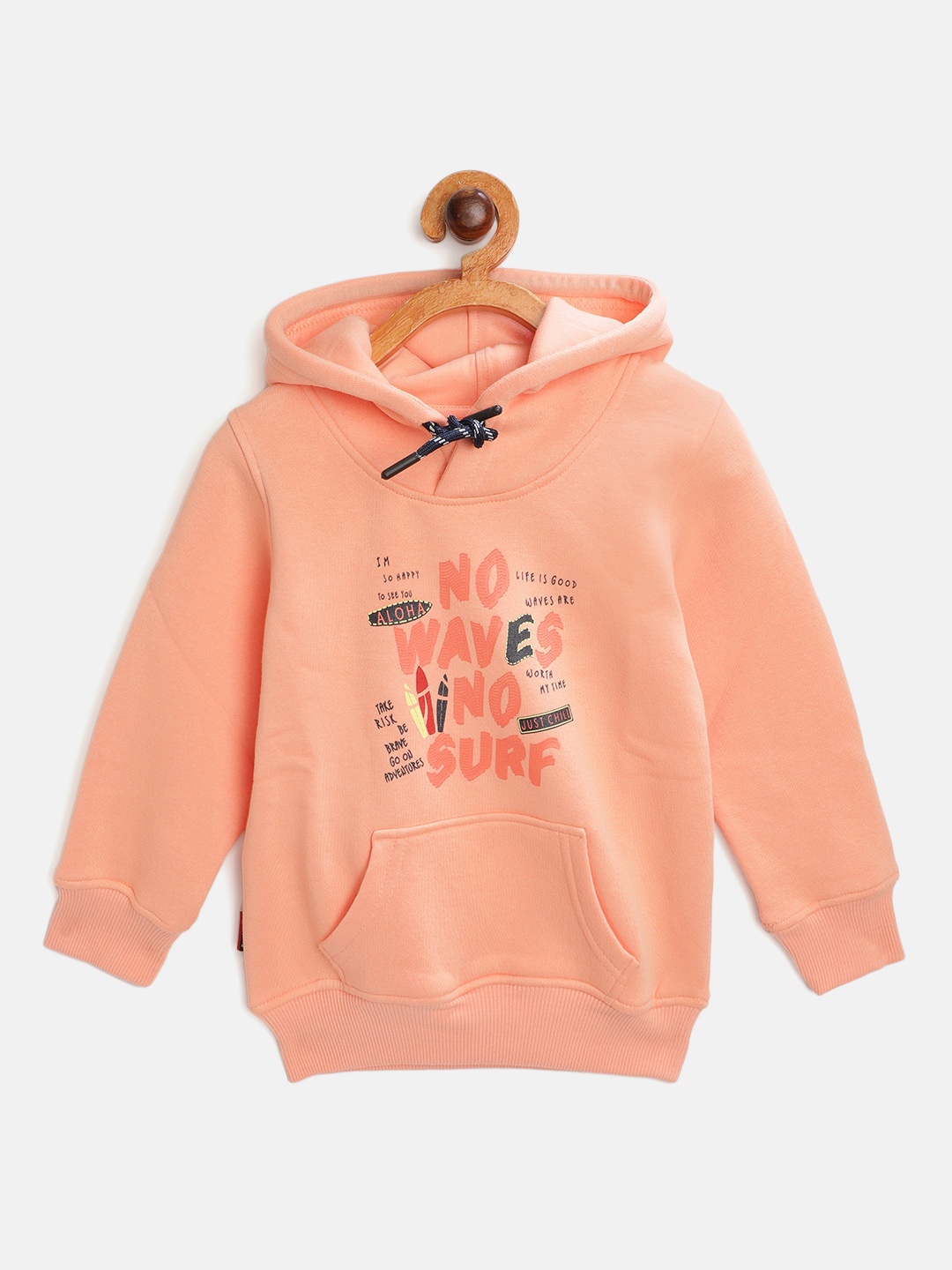 

Gini and Jony Boys Peach-Coloured & Black Typography Printed Hooded Sweatshirt