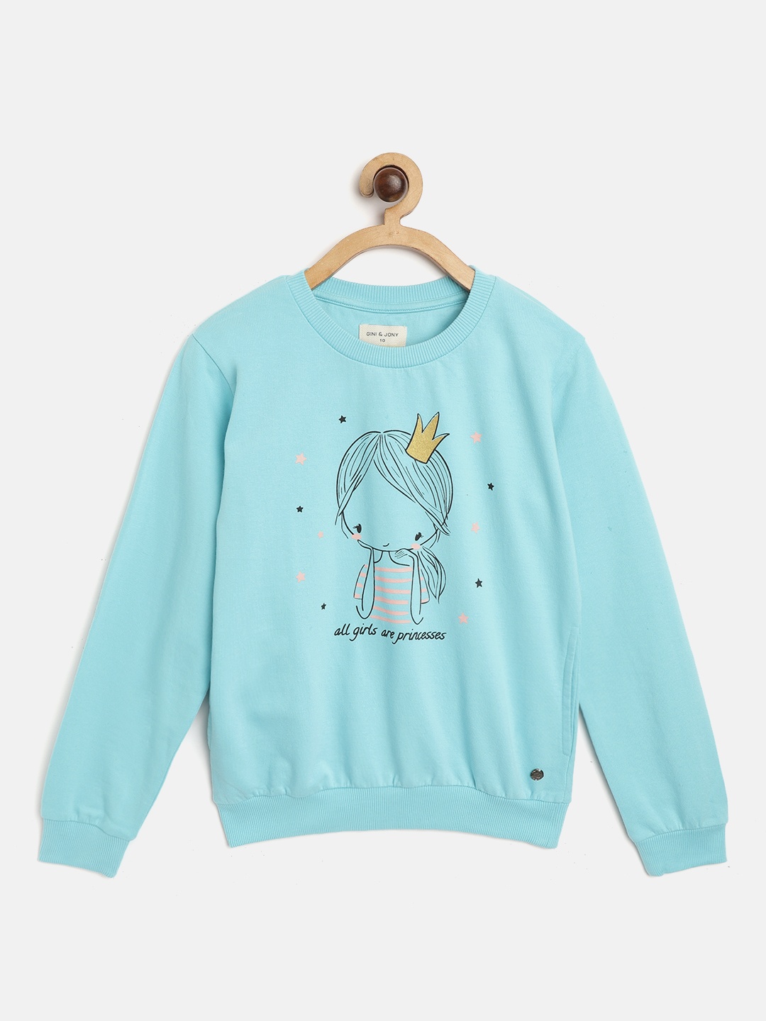 

Gini and Jony Girls Blue Cotton Printed Sweatshirt