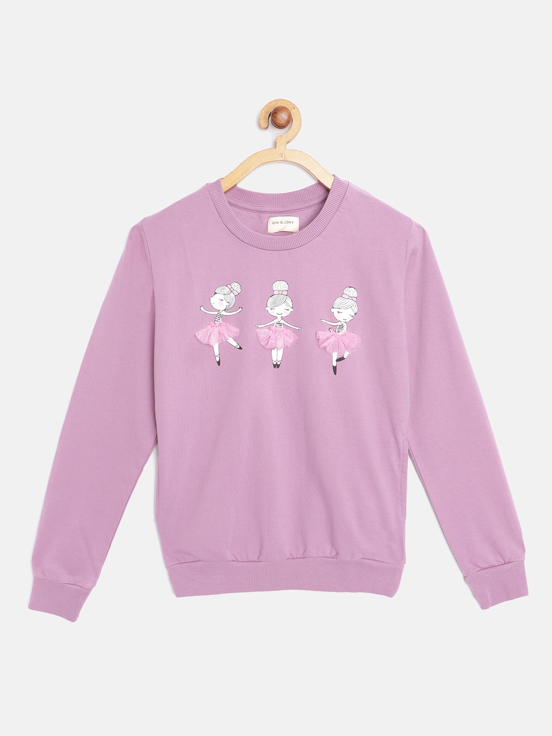 

Gini and Jony Girls Lavender Pure Cotton Printed Sweatshirt