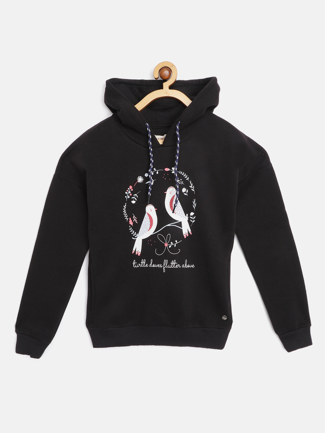 

Gini and Jony Girls Black & White Conversational Print Hooded Sweatshirt
