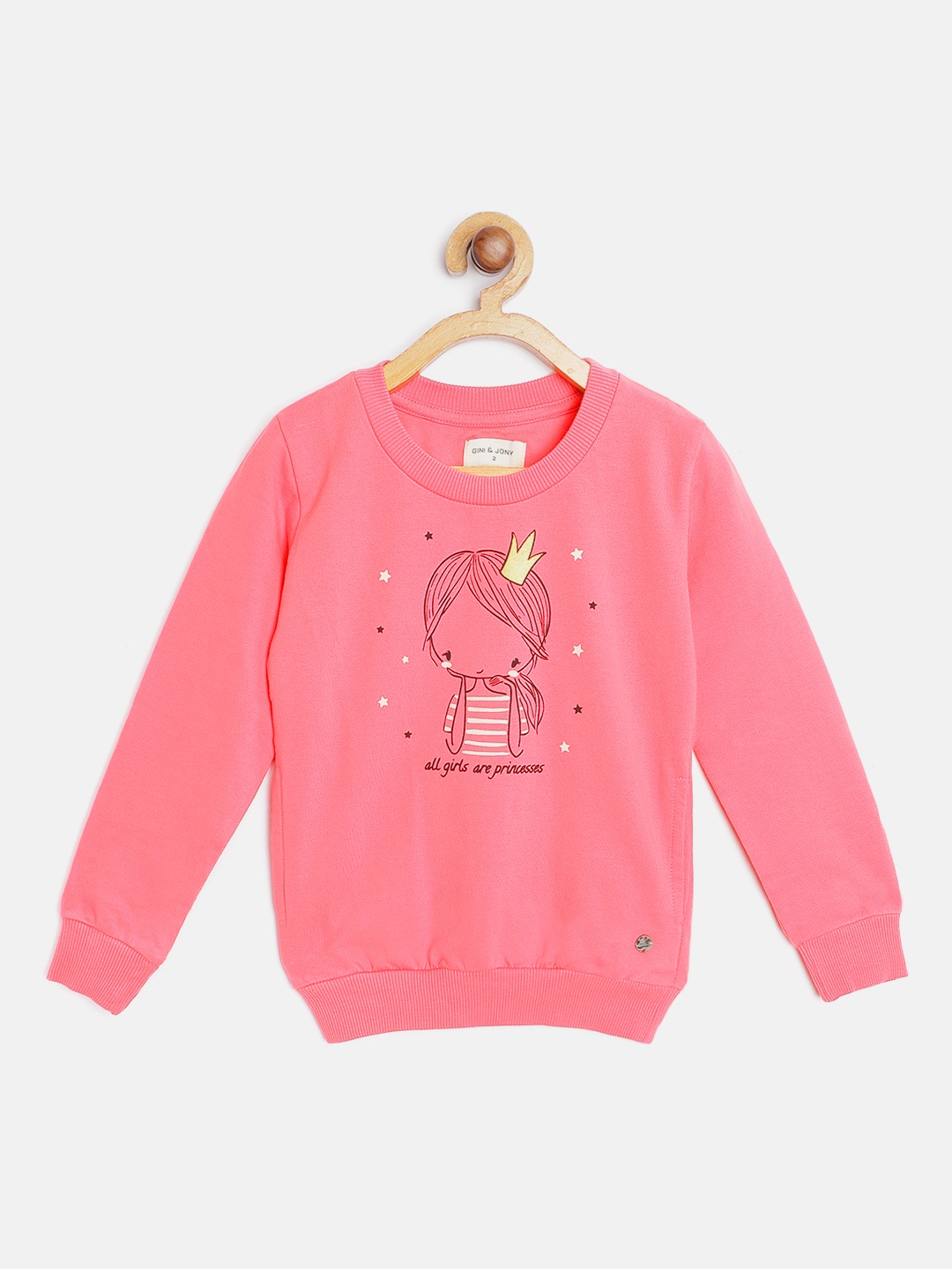 

Gini and Jony Girls Pink Cotton Printed Sweatshirt