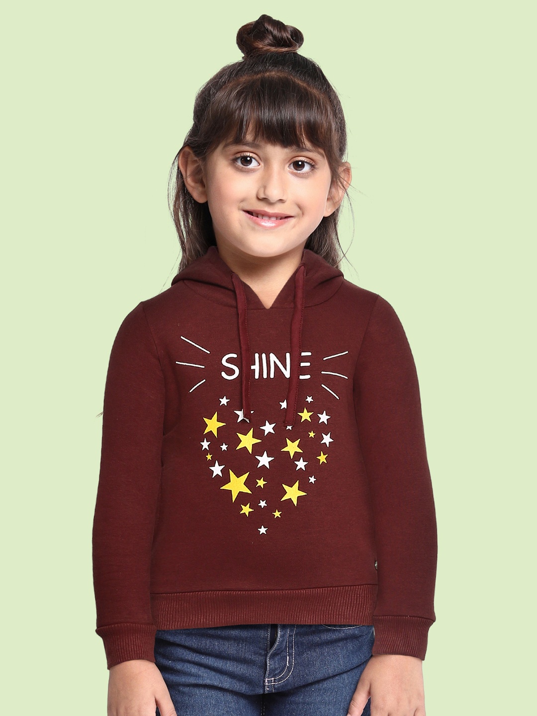 

Gini and Jony Girls Burgundy & Yellow Star Print Hooded Sweatshirt