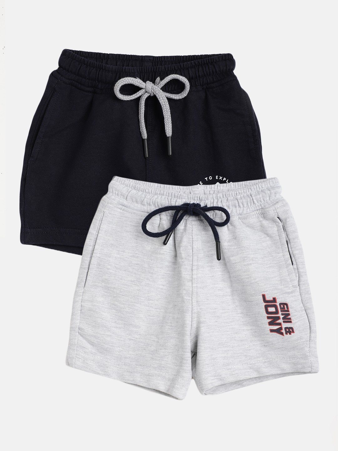 

Gini and Jony Infant Boys Pack of 2 Solid Pure Cotton Shorts, Navy blue