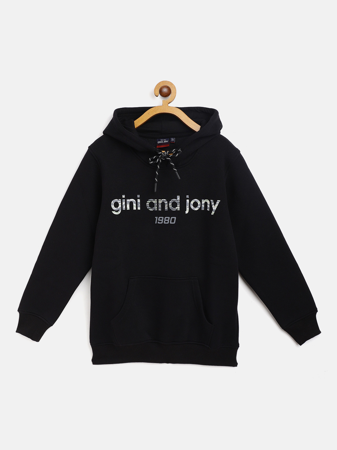 

Gini and Jony Boys Black & Grey Brand Logo Print Hooded Sweatshirt