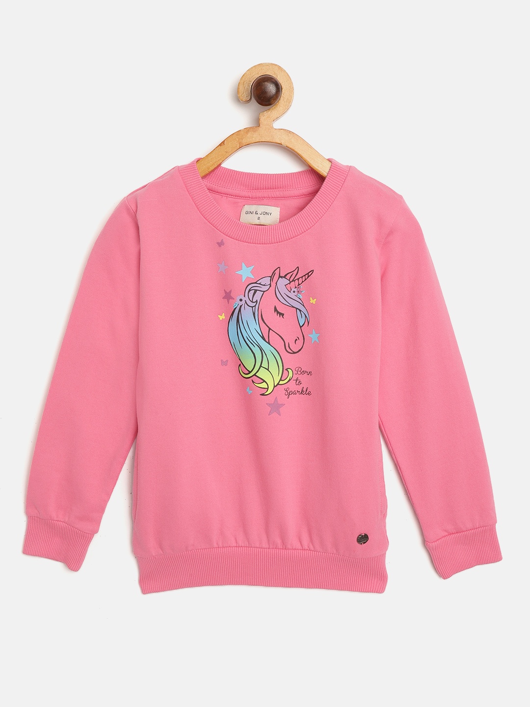 

Gini and Jony Girls Pink Cotton Printed Sweatshirt