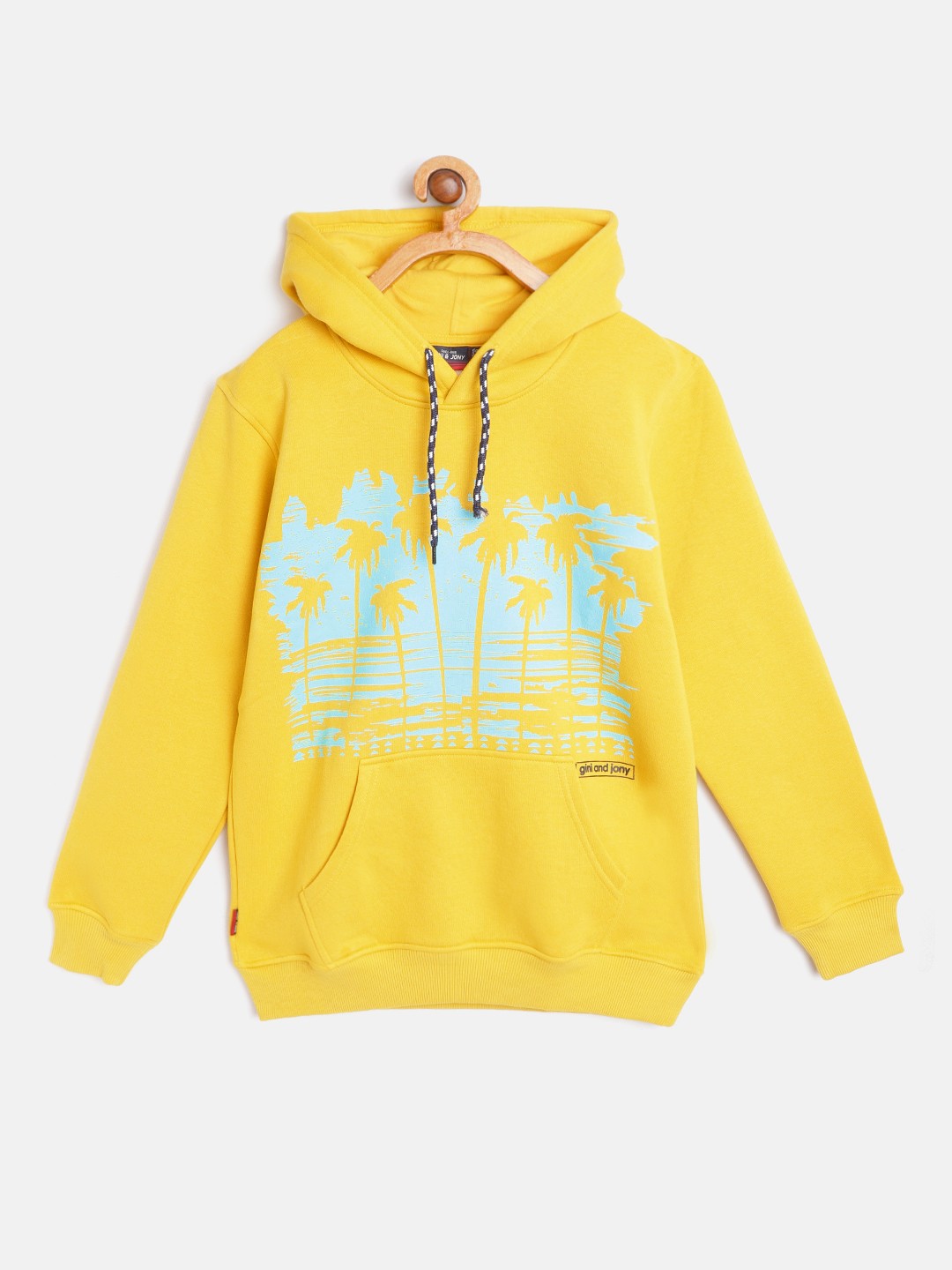 

Gini and Jony Boys Mustard Yellow & Blue Tropical Print Hooded Sweatshirt