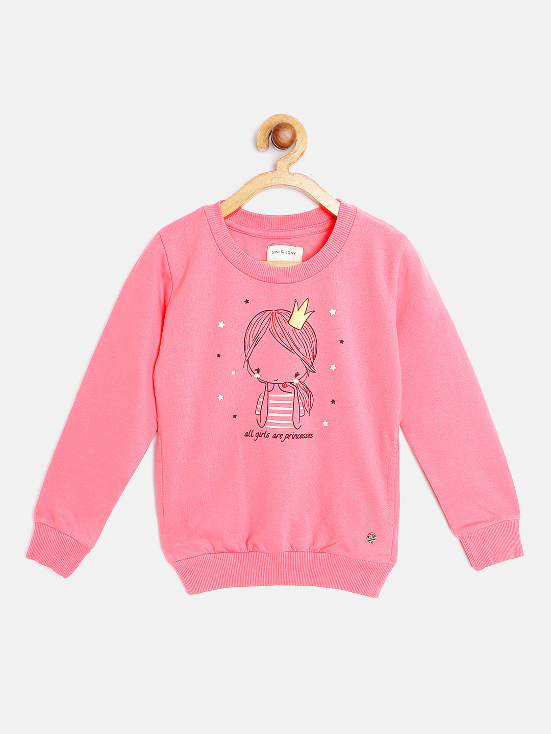 

Gini and Jony Girls Pink Pure Cotton Printed Sweatshirt