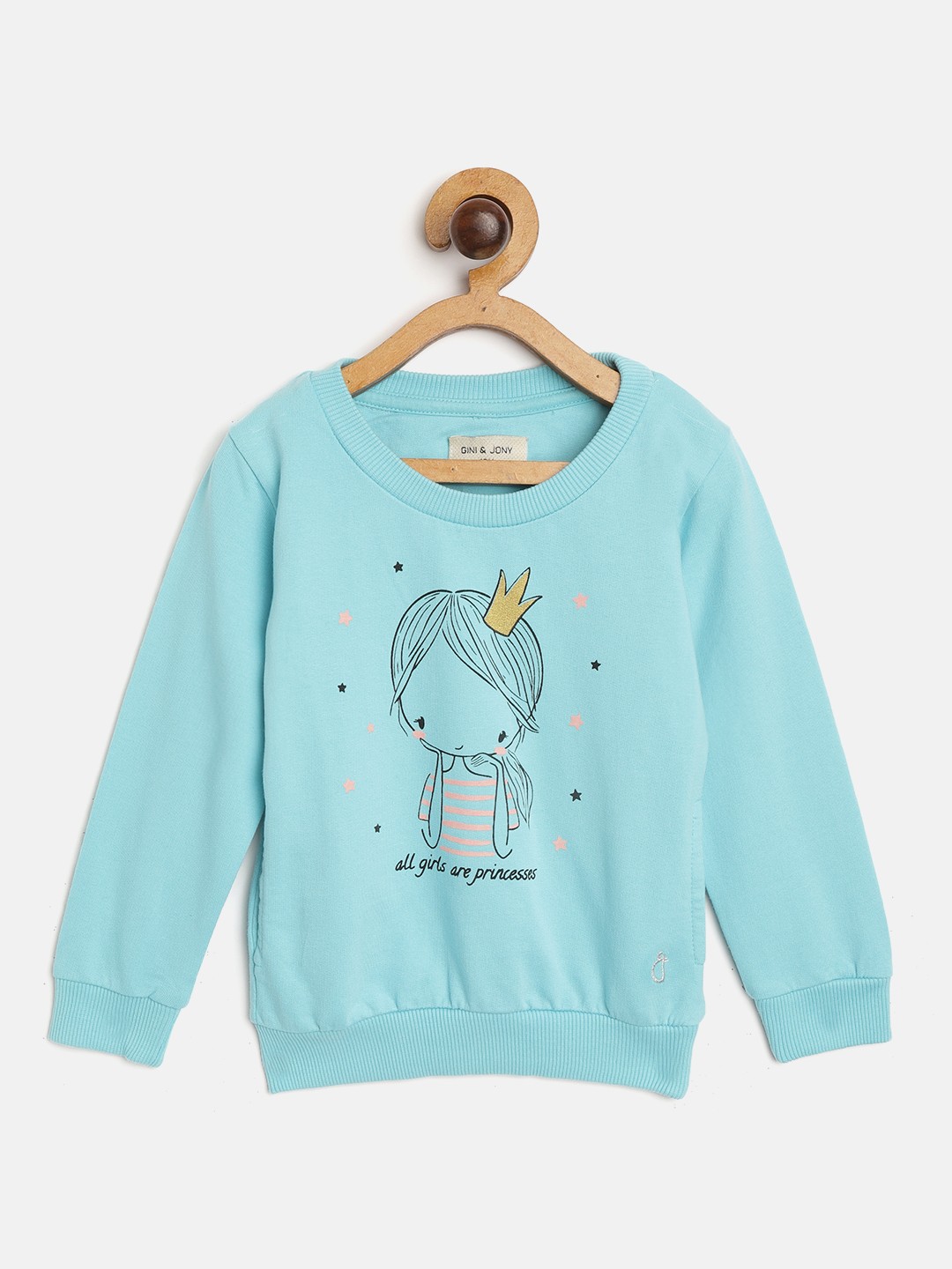 

Gini and Jony Infant Girls Blue Cotton Printed Sweatshirt