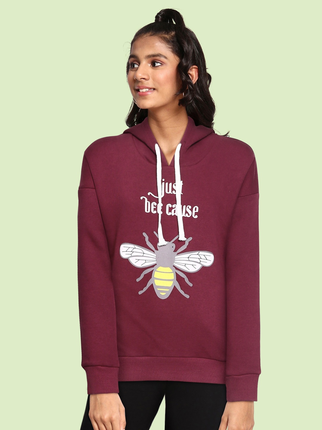 

Gini and Jony Girls Purple Printed Hooded Sweatshirt