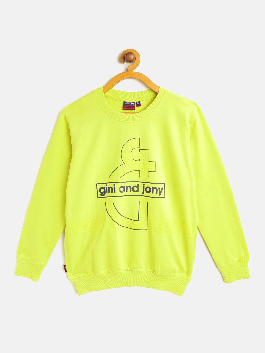 

Gini and Jony Boys Fluorescent Green & Navy Pure Cotton Brand Logo Print Sweatshirt