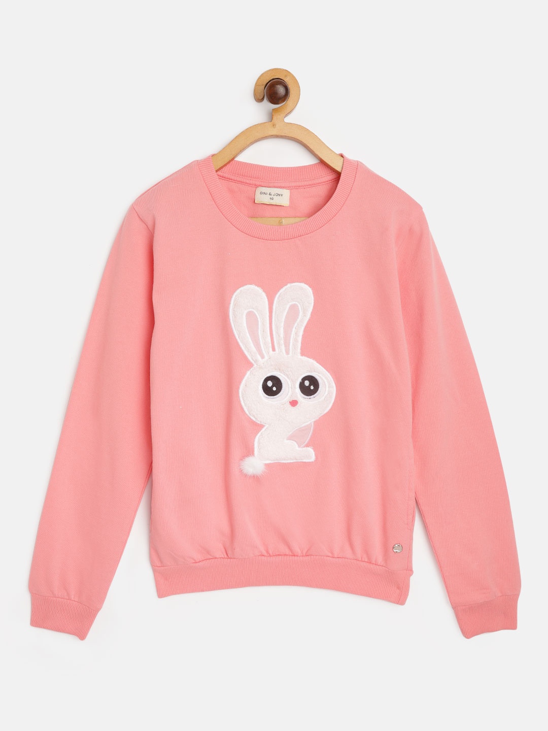 

Gini and Jony Girls Pink Cotton Bunny Rabbit Applique Sweatshirt