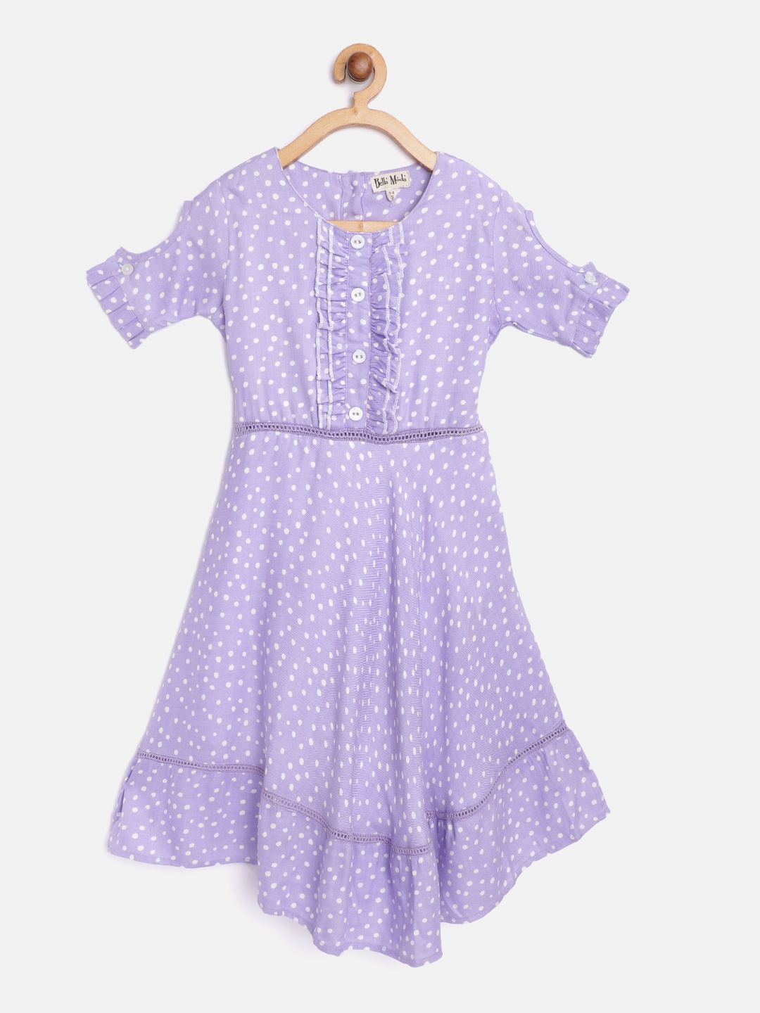 

Bella Moda Girls Purple & White Polka Dot Print Fit & Flare Dress