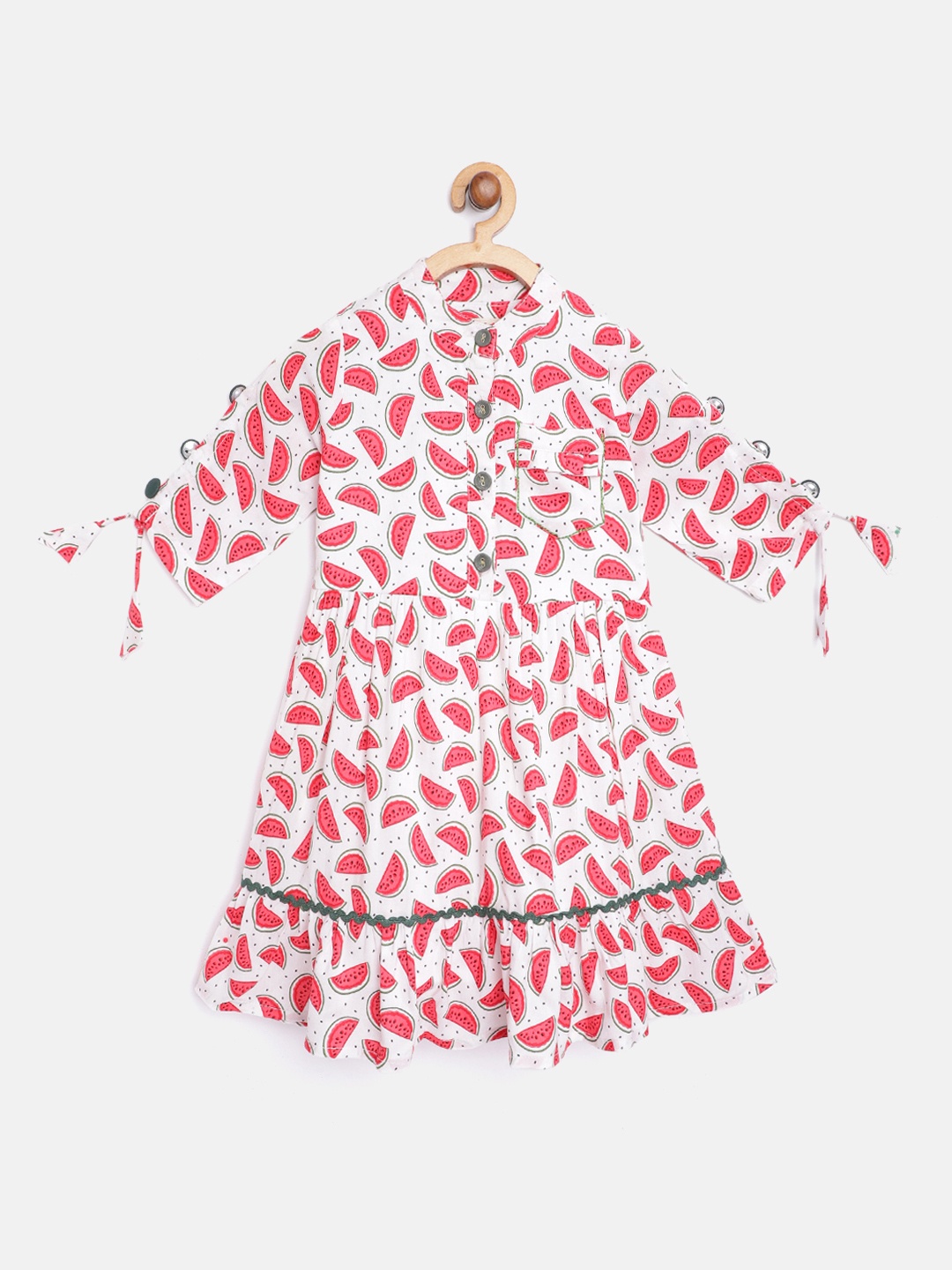 

Bella Moda Girls White & Pink Watermelon Print Fit & Flare Dress