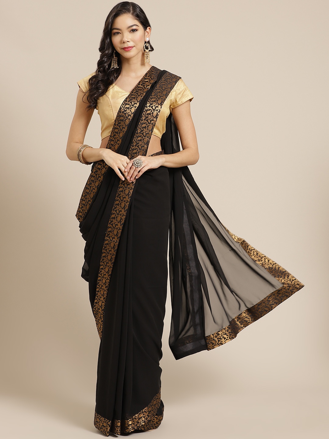 

MBE Black Solid Saree