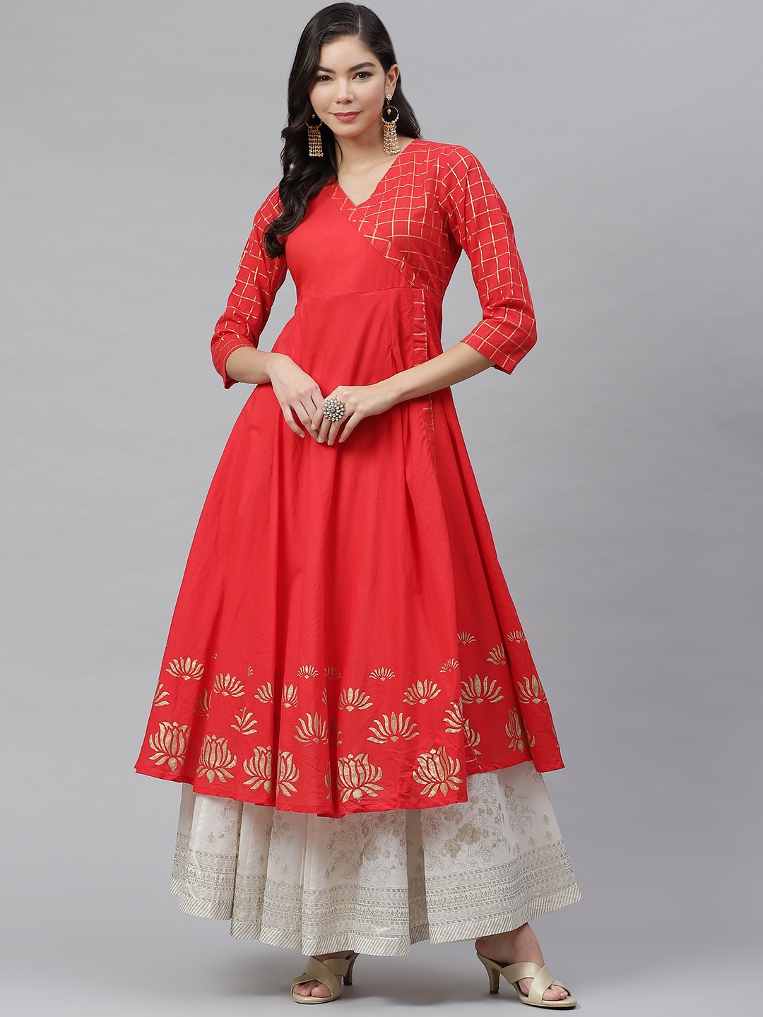 

MBE Women Red Printed Anarkali Kurta