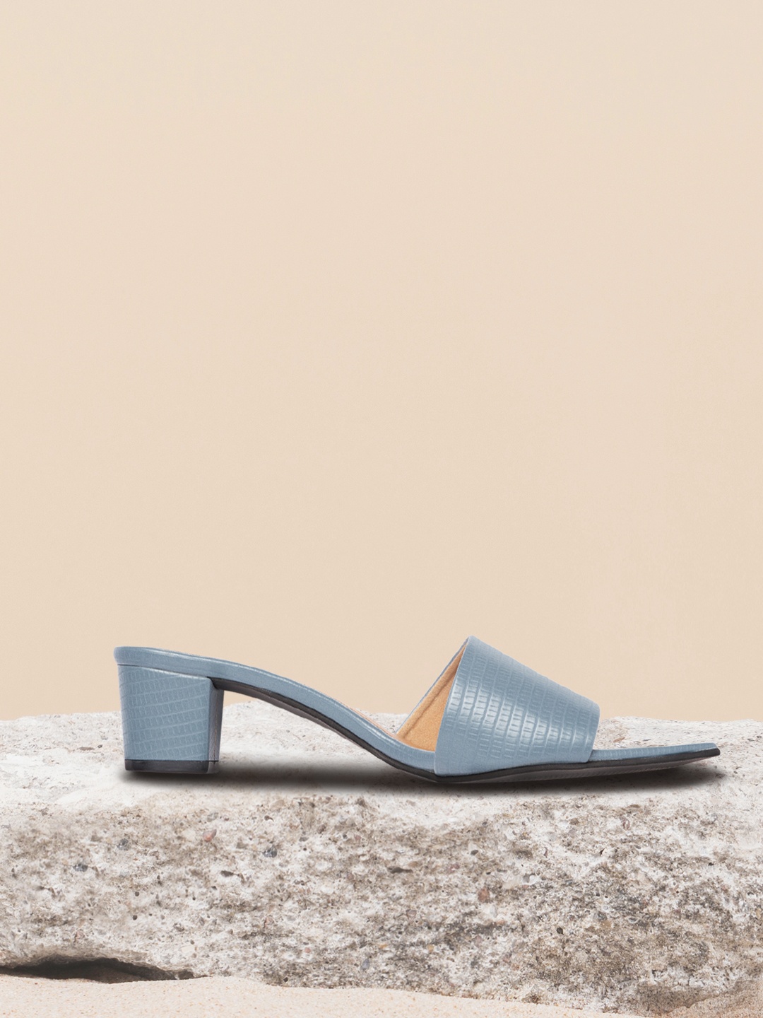 

Mast & Harbour Blue Crocs Textured Block Sandals