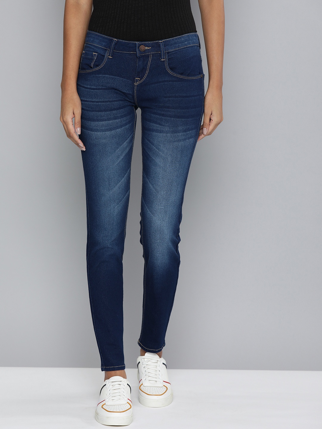 

HERE&NOW Women Blue Skinny Fit Heavy Fade Stretchable Jeans