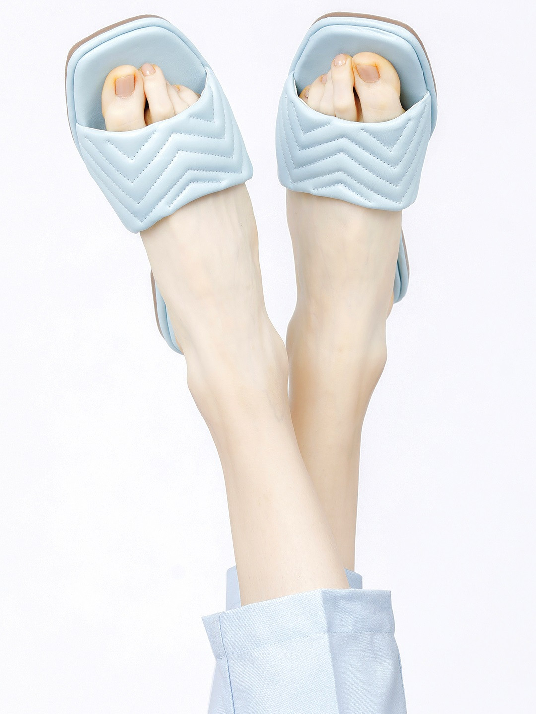 

Tokyo Talkies Women Turquoise Blue Open Toe Flats