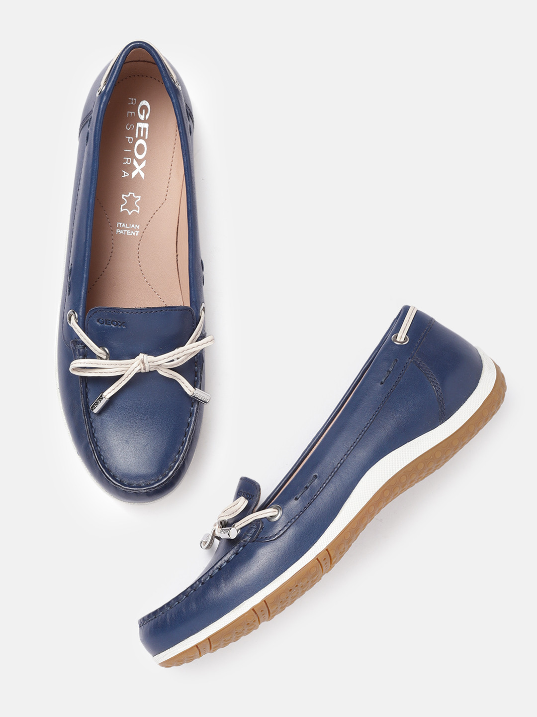 

Geox Women Navy Blue Leather Boat Shoes