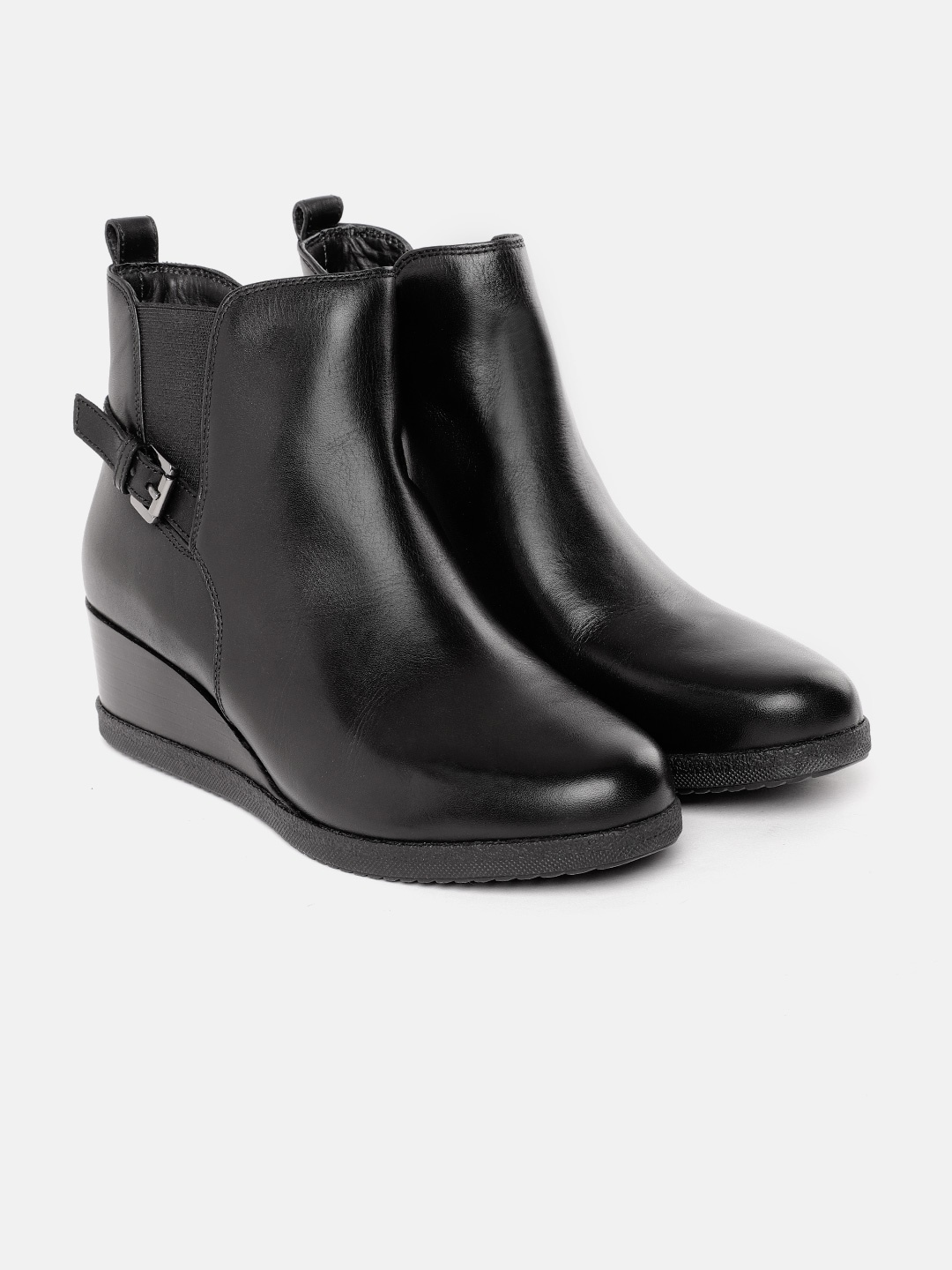 

Geox Women Black Leather Heeled Boots