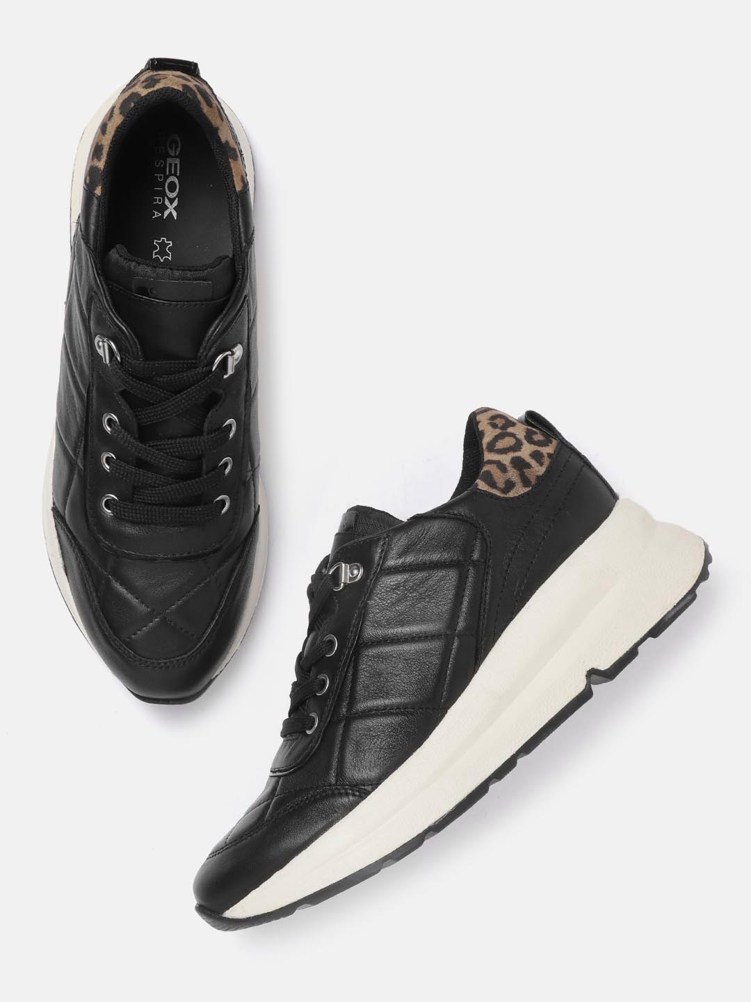 

Geox Women Black Leather Chunky Sneakers