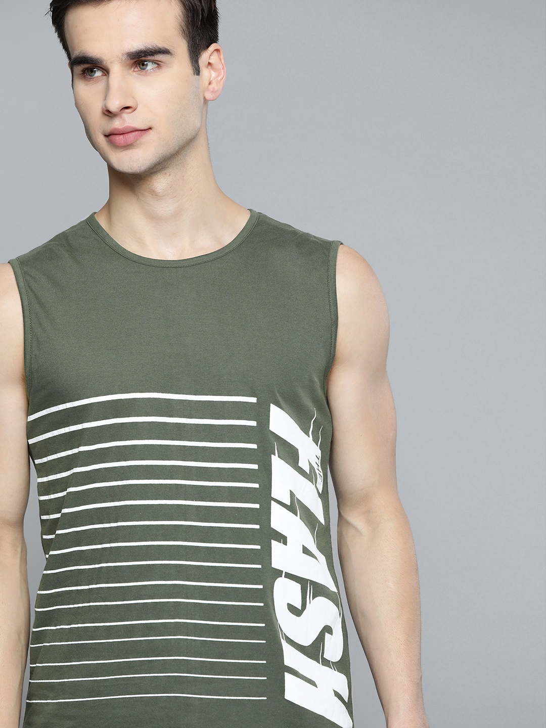 

Justice League Men Olive Green & White Flash Print T-shirt