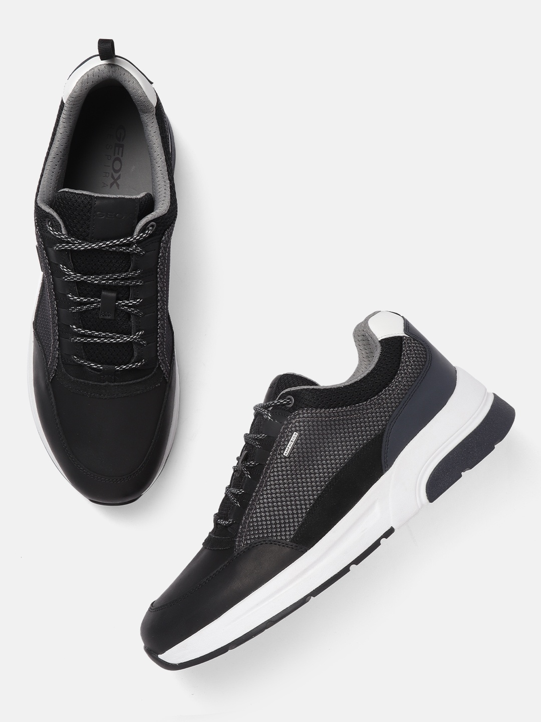 

Geox Men Black & Grey Woven Design Sneakers