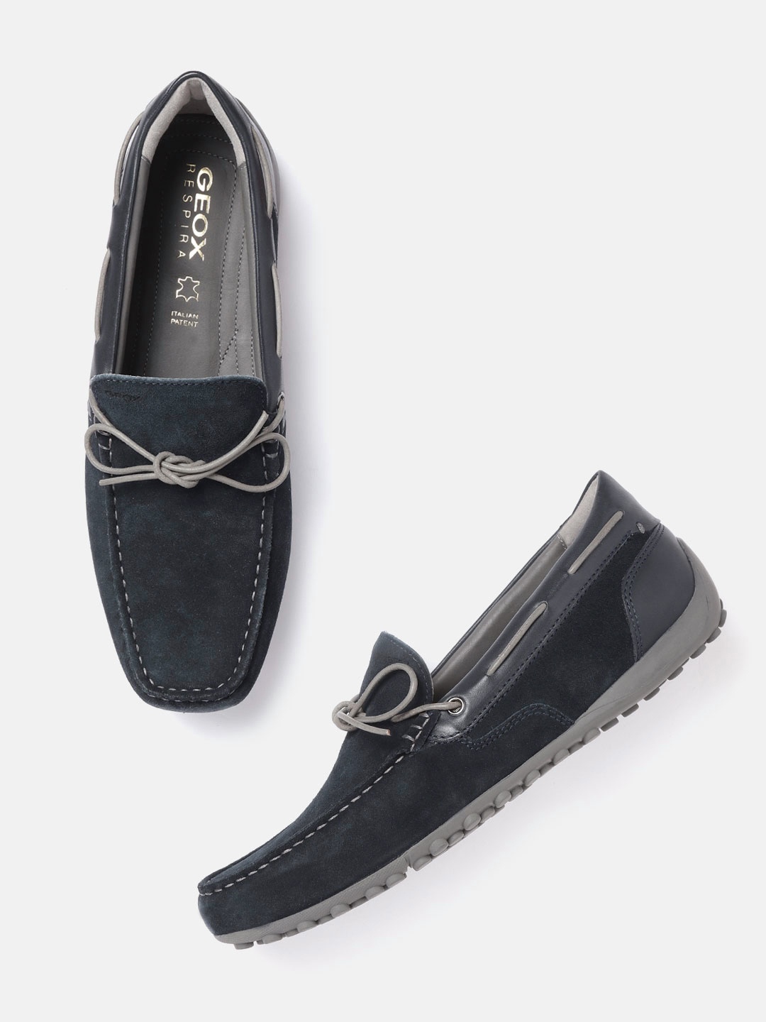 

Geox Men Navy Blue Leather Boat Shoes