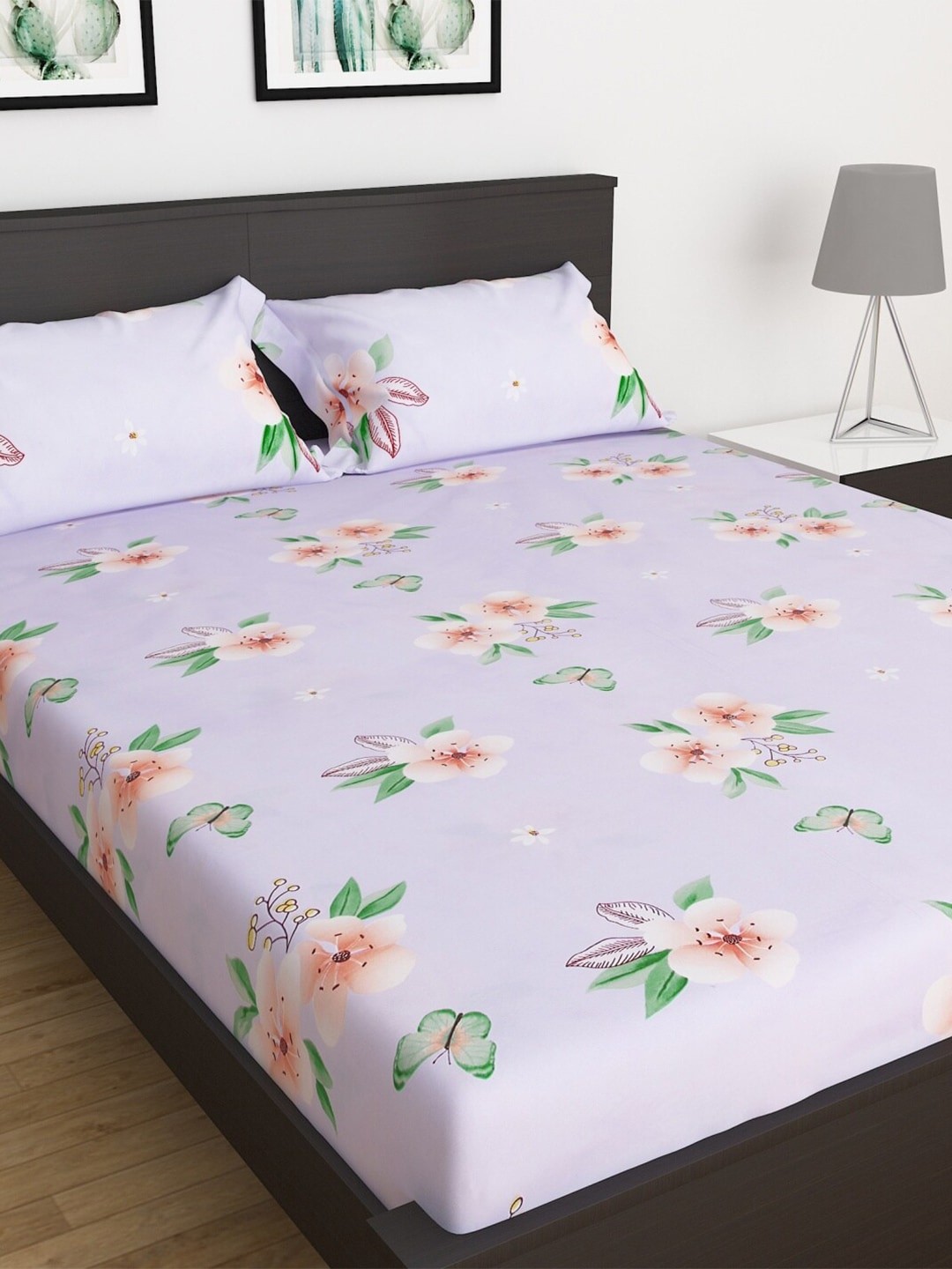 

Corsica Printed Corsica Printed 3-Piece Double Bedsheet Set, Purple
