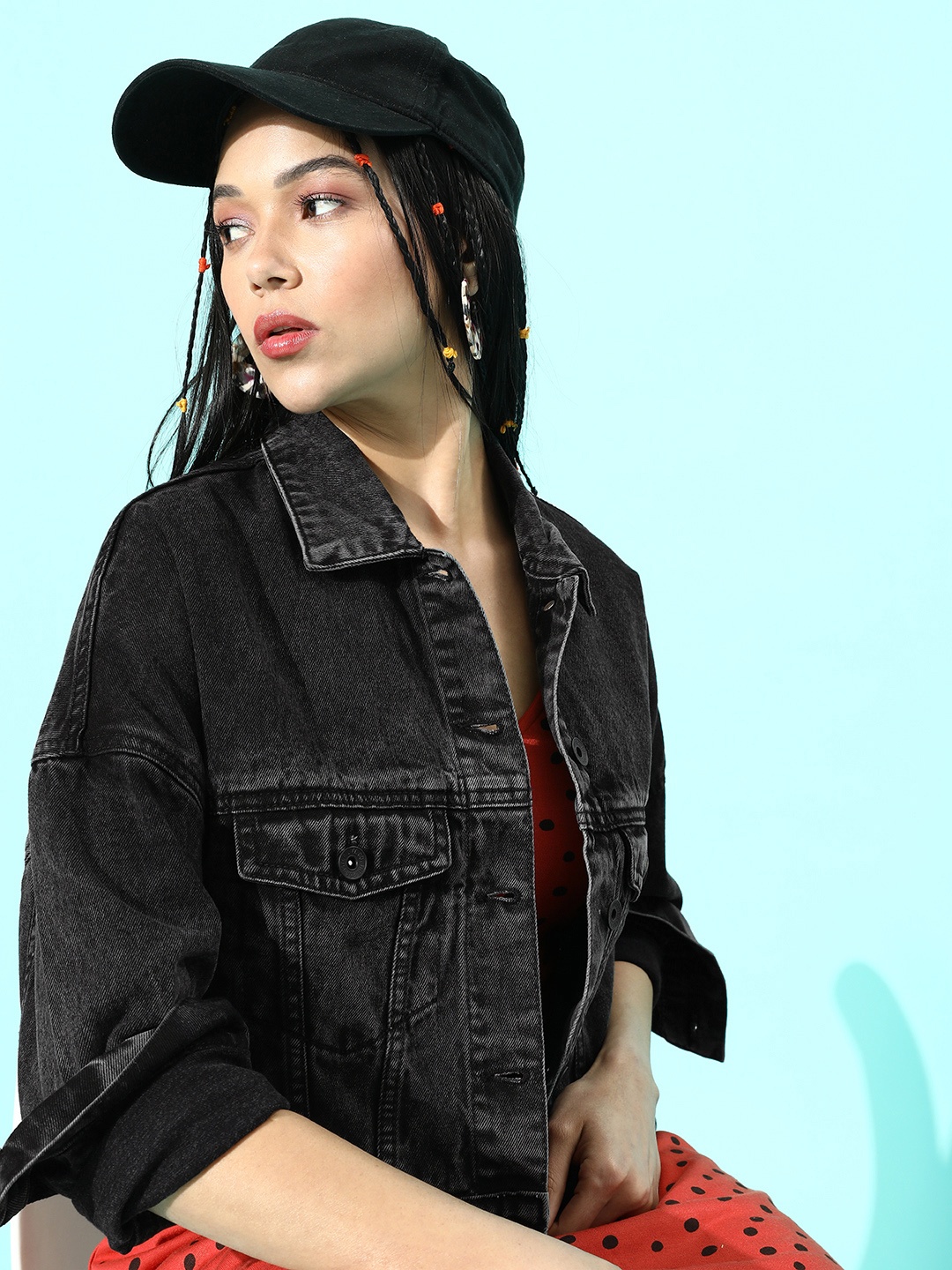 

Roadster Women Grey Solid Denim Trucker Jacket