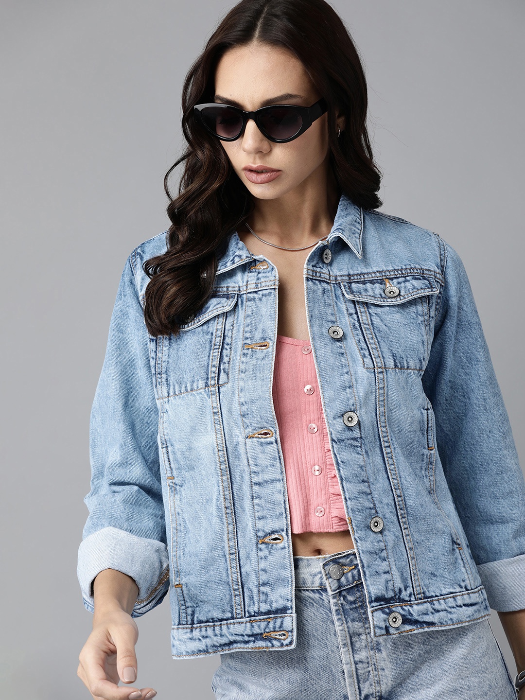 

Roadster Women Blue Solid Denim Jacket