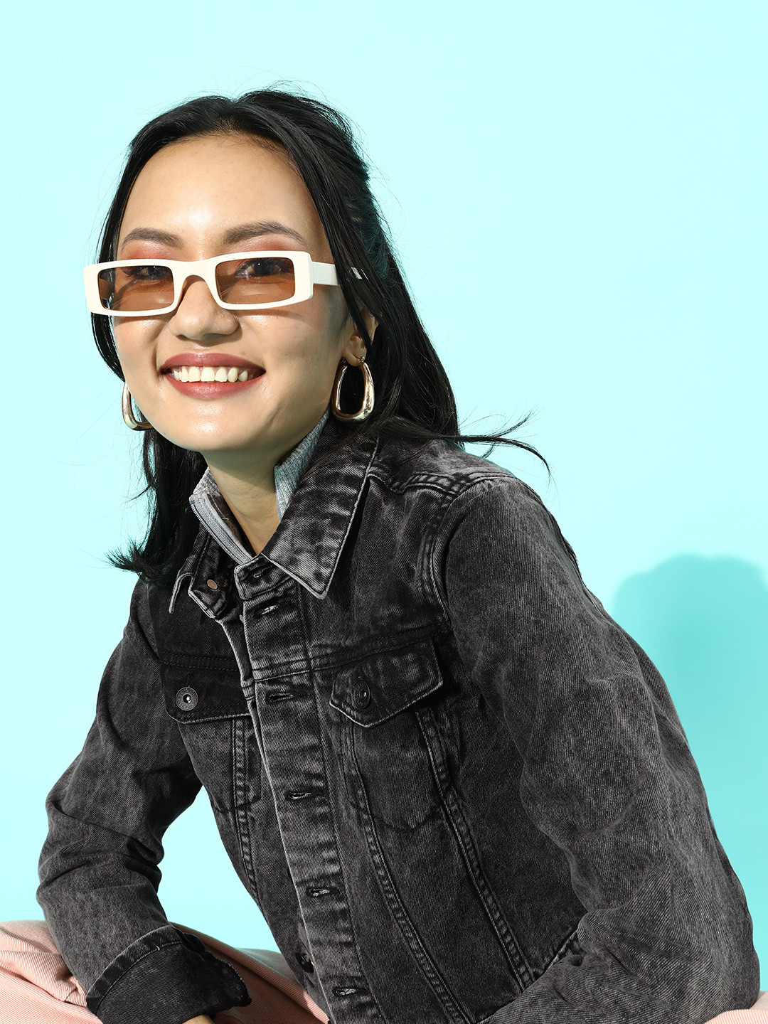

Roadster Women Beautiful Grey Solid Denim Trucker Jacket
