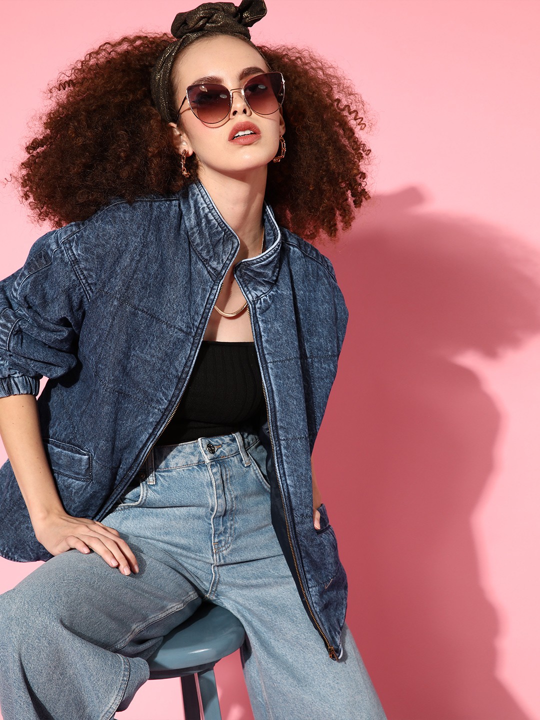 

Roadster Women Blue Denim Pure Cotton Jacket