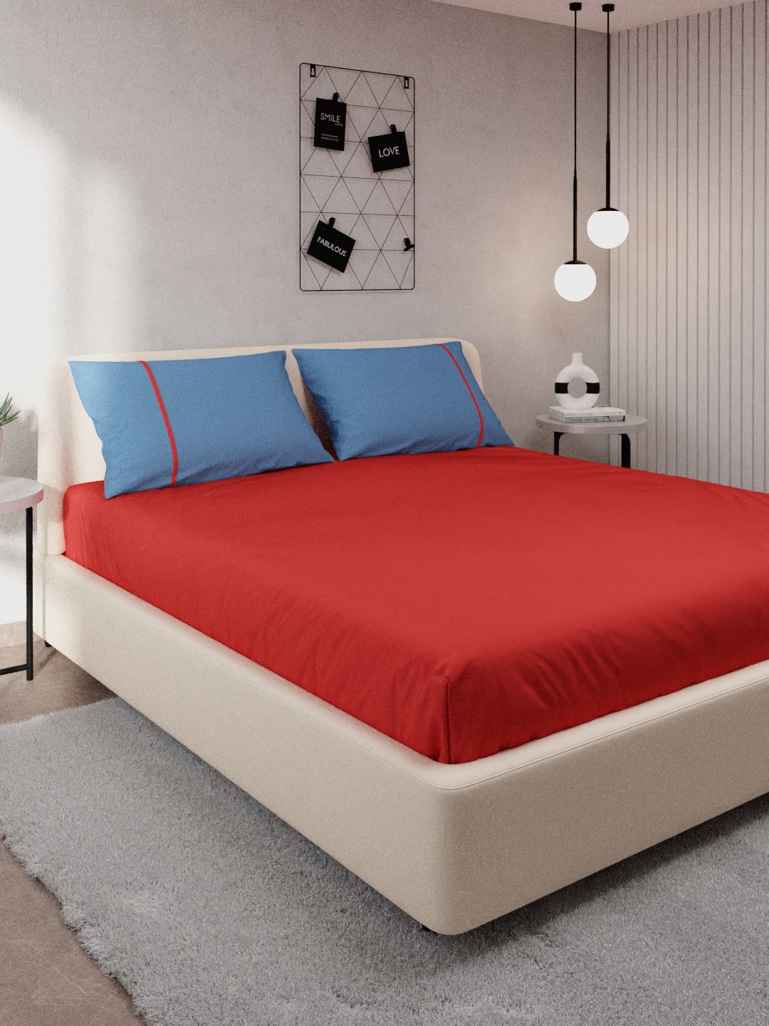 

Stoa Paris Red 144 TC Queen Bedsheet with 2 Pillow Covers