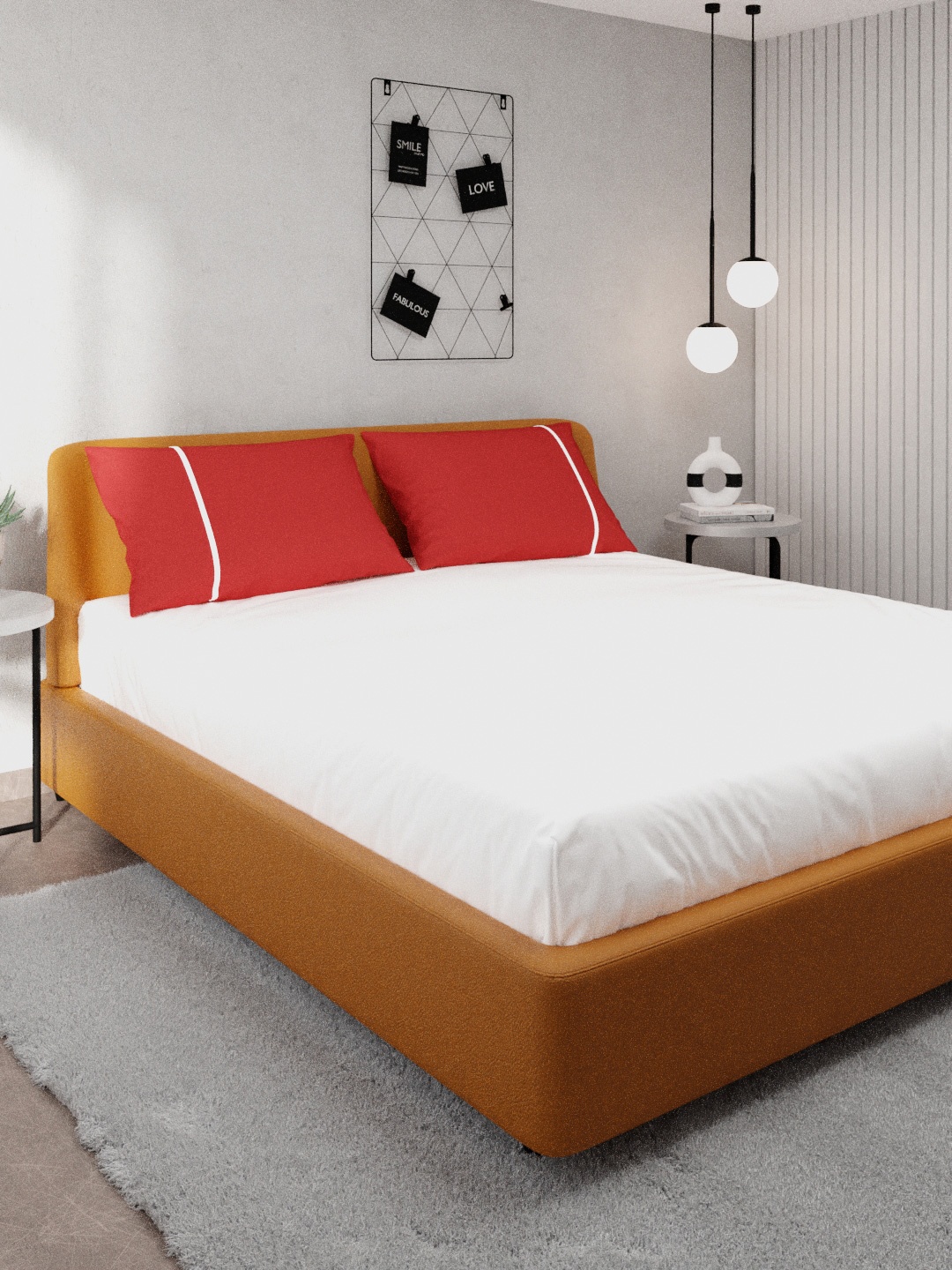 

Stoa Paris White & Red Solid 144 TC Pure Cotton Queen Bedsheet with 2 Pillow Covers
