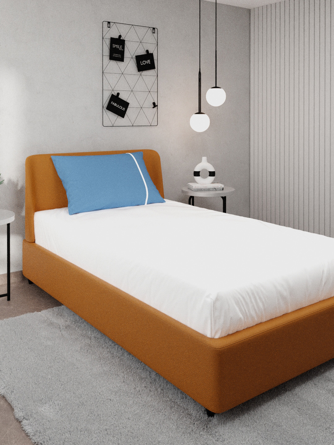 

Stoa Paris White & Blue Solid 144 TC Cotton Single Size Bedsheet with 1 Pillow Covers