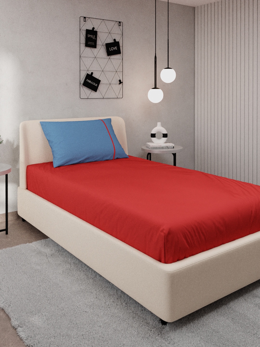 

Stoa Paris Red & Blue Solid 144 TC Cotton Single Size Bedsheet with 1 Pillow Cover
